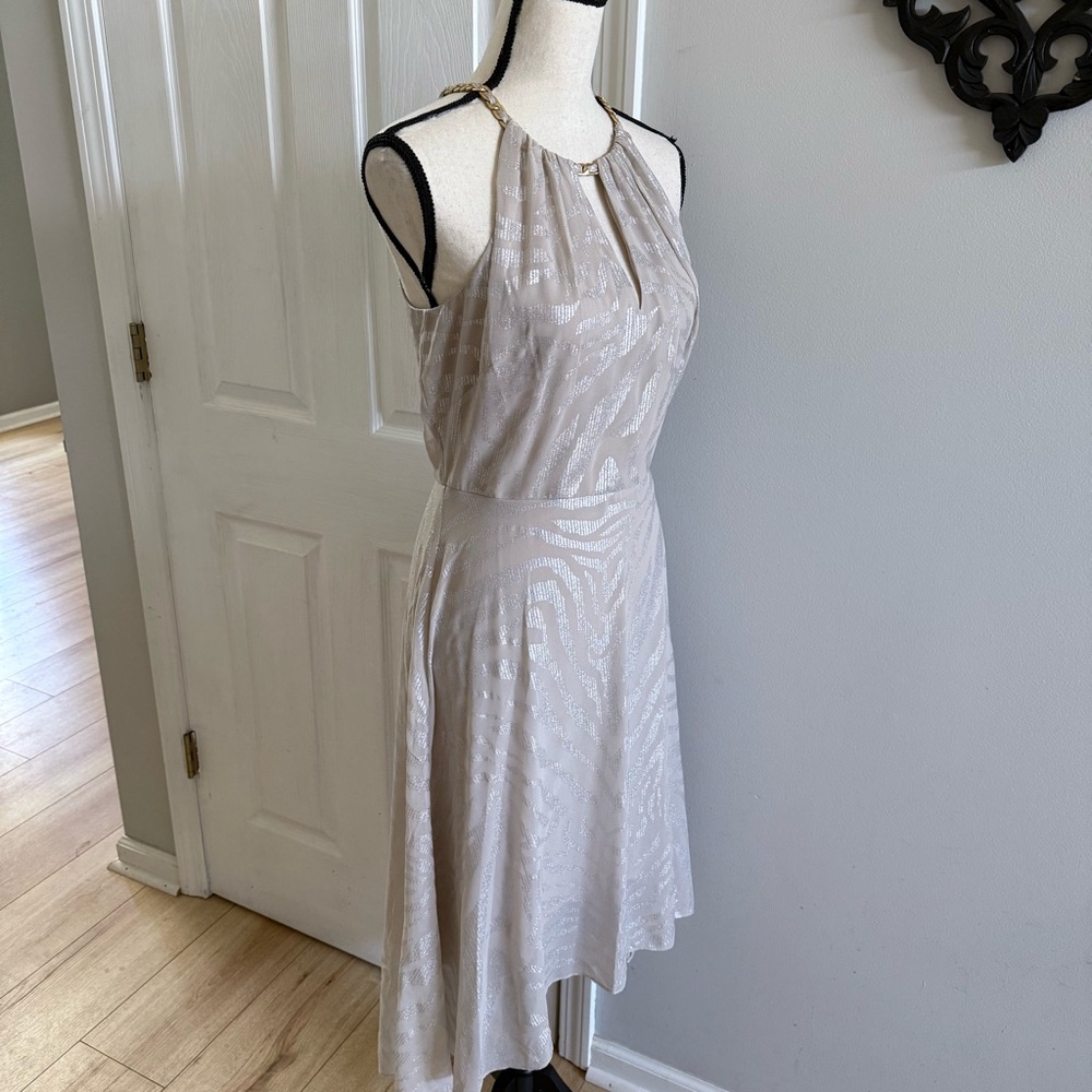 White House Black Market Cream High-Low Halter Sundress - Picture 3 of 13